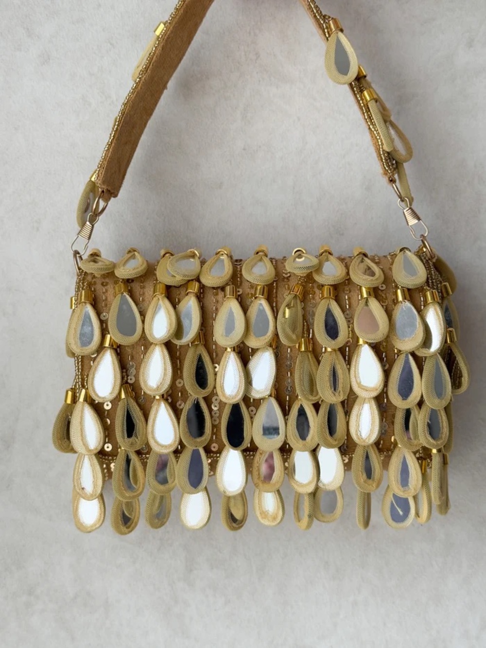 Gold Sequin Teardrop Shoulder Bag - Unbranded